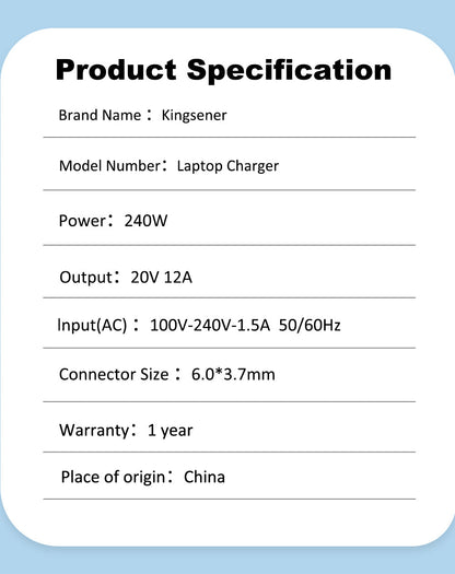 ASUS Laptop Charger 240W 20V 12.0A Original Adapter Model No: 0A001-00970400 (3.7 mm) (1 Yr Warranty) (Power Cord Included)
