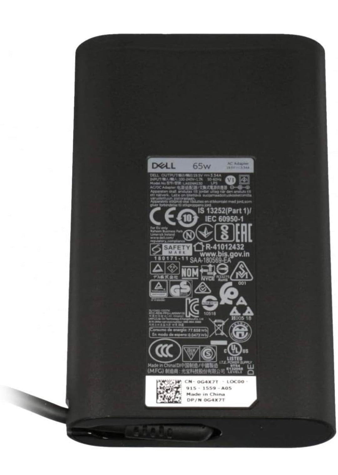LAPTOP CHARGER 65W 19.5V 3.34A GENUINE Original Adapter ( 7.4 MM ) ( 1 Yr Warranty ) Model No : LA65NM130