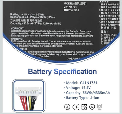 ASUS C41POJ5 - C41N1731 Original Laptop Notebook Battery (1 Yr Warranty)