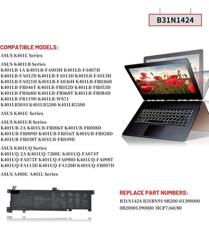 ASUS V401LB - B31N1424 Original Laptop Notebook Battery (1 Yr Warranty)