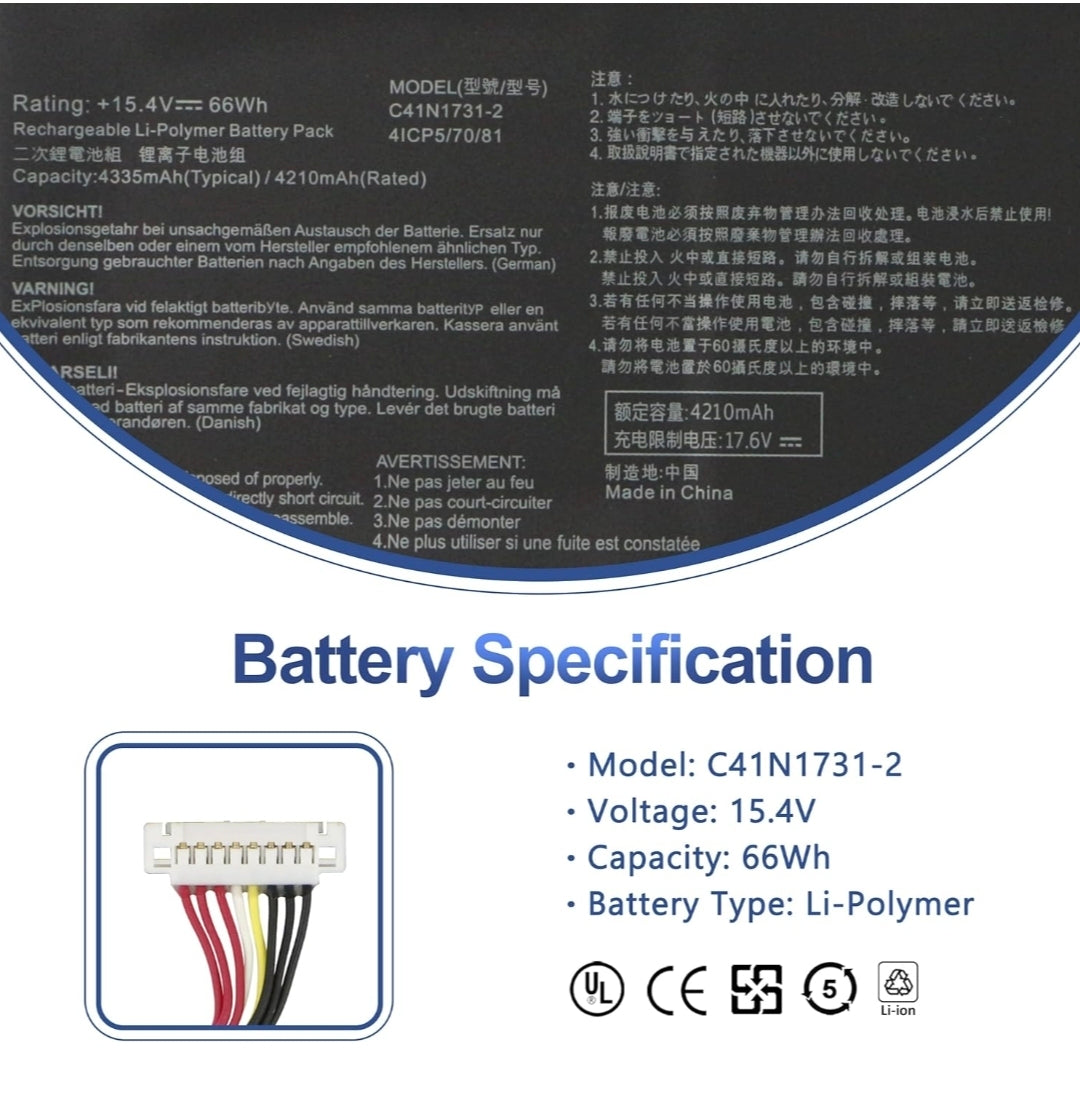 ASUS ROG Strix G15 G512LWS - C41N1731 TYPE-2 Original Laptop Notebook Battery (1 Yr Warranty)