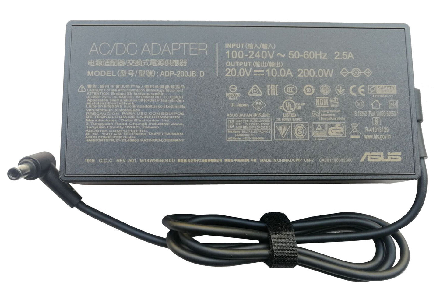ASUS Laptop Charger 200W 20V 10A Original Adapter (6.0 mm x 3.7 mm) (1 Yr Warranty) (Power Cord Included)
