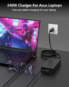 ASUS Laptop Charger 240W 20V 12.0A Original Adapter Model No: GA402XI (3.7 mm) (1 Yr Warranty) (Power Cord Included)