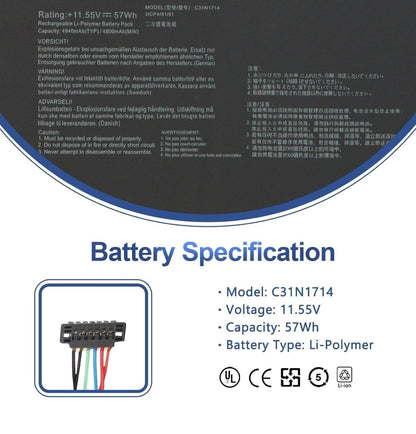 ASUS ZenBook Flip 14 UX461UN - C31N1714 Original Laptop Notebook Battery (1 Yr Warranty)