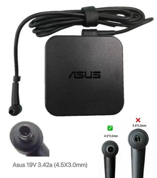 ASUS Laptop Charger 65W 19V 3.42A Original Adapter (4.5 mm x 3.0 mm) (1 Yr Warranty) (Power Cord Included)