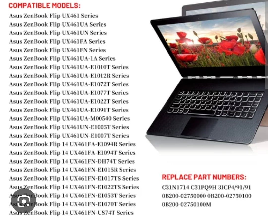 ASUS ZenBook UX461UA - C31N1714 Original Laptop Notebook Battery (1 Yr Warranty)