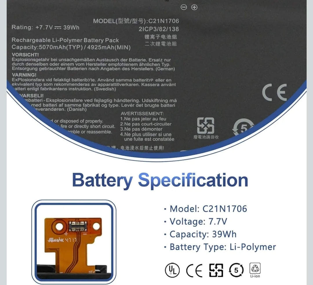 ASUS UX370F - C21N1706 Original Laptop Notebook Battery (1 Yr Warranty)