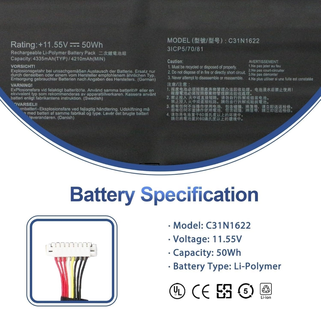 ASUS UX530 - C31N1622 Original Laptop Notebook Battery (1 Yr Warranty)