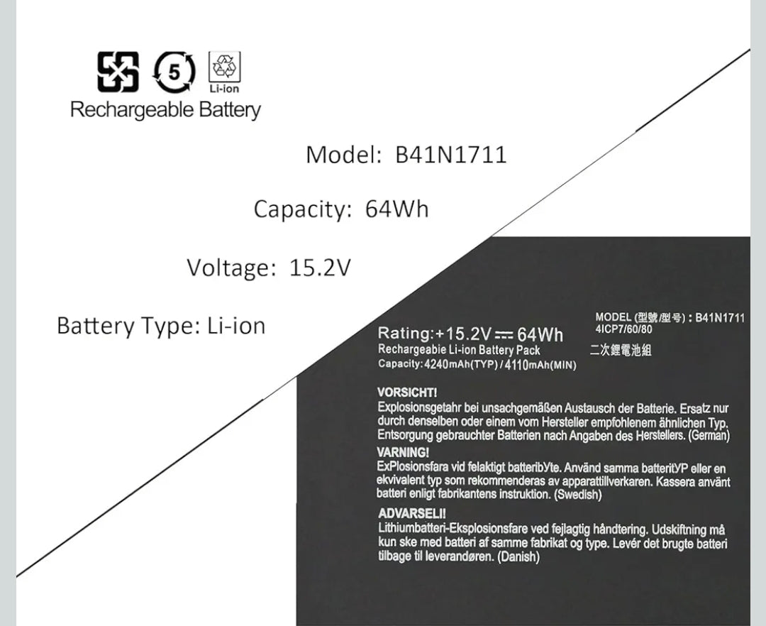 ASUS FZ63VD7700 - B41N1711 Original Laptop Notebook Battery (1 Yr Warranty)