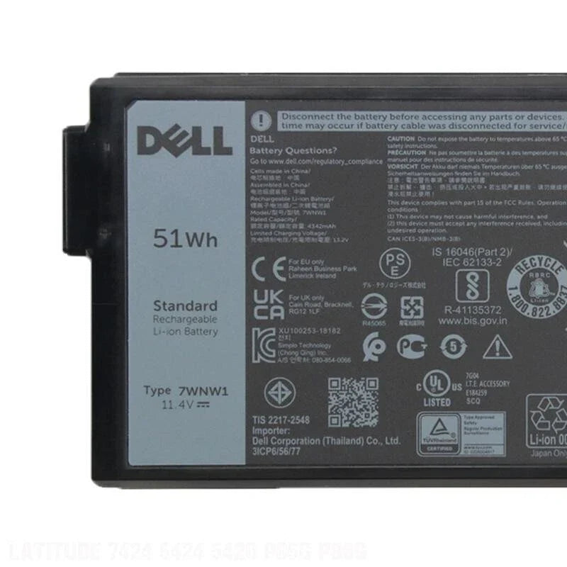 DELL Latitude 5424 RUGGED - 7WNW1 Genuine Original Laptop Notebook Battery ( 1 Yr Warranty )