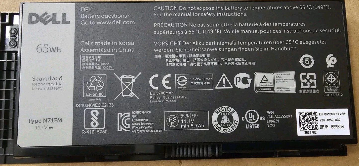 DELL Precision M6800 – N71FM Genuine Original Laptop Notebook Battery ( 1 Yr Warranty )