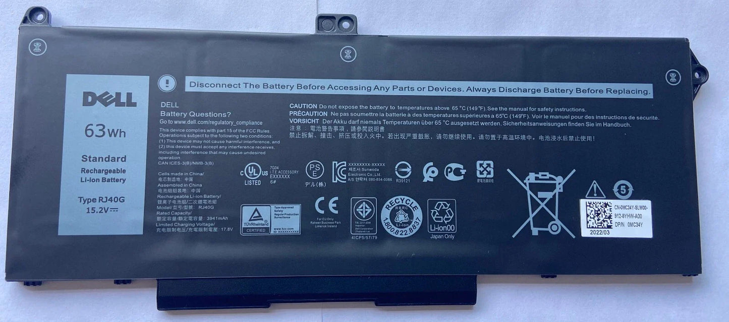 DELL Latitude 15 5520 - RJ40G Genuine Original Laptop Notebook Battery ( 1 Yr Warranty )