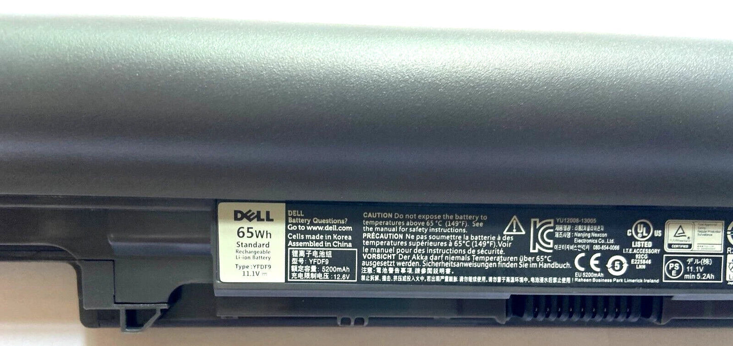 DELL 5MTD8 YFOF9 7WV3V HGJW8 JR6XC - 6 Cell YFDF9 Genuine Original Laptop Notebook Battery ( 1 Yr Warranty )