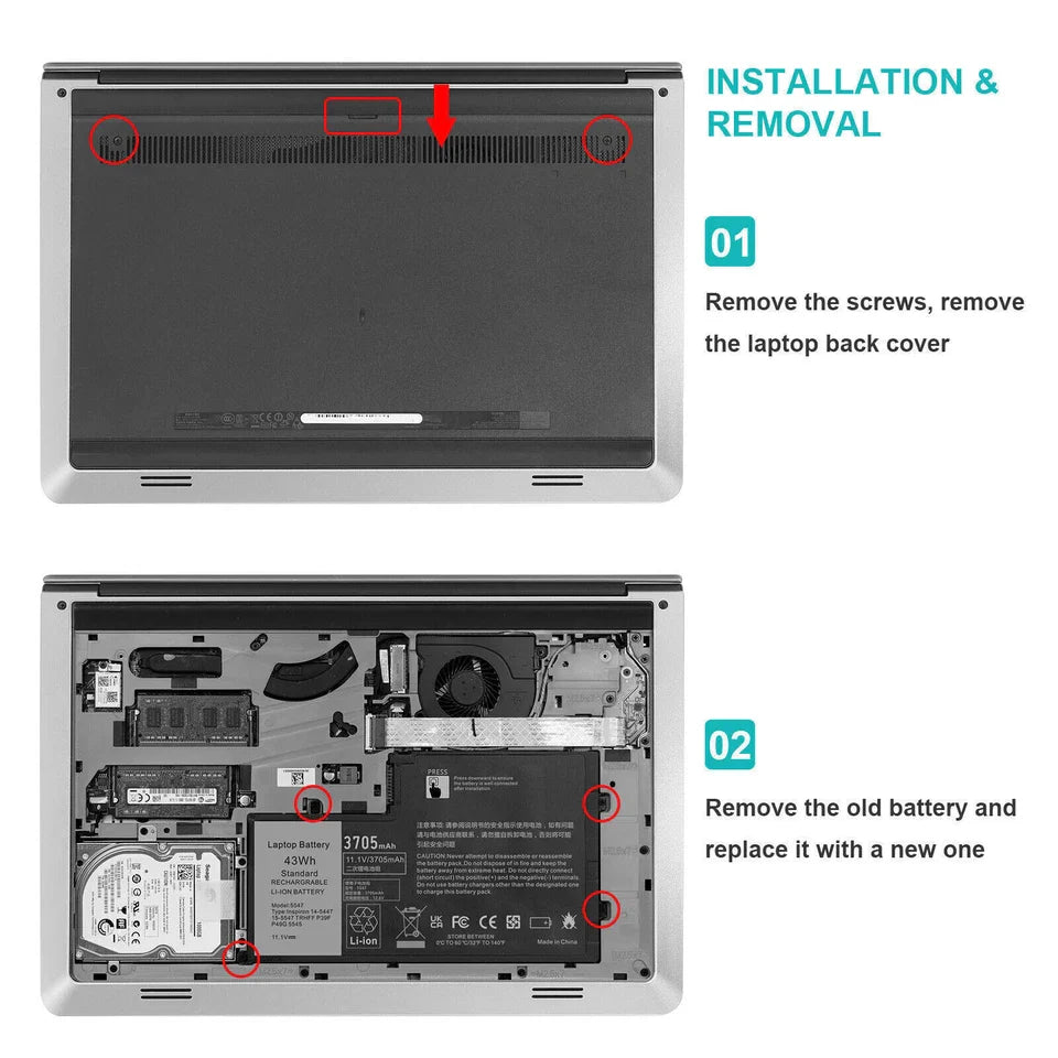 Dell 0DFVYN 7P3X9 9HRXJ 1WWHW 58DP4 P38F001 - TRHFF Genuine Original Laptop Notebook Battery ( 1 Yr Warranty )