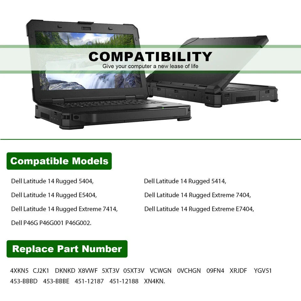 DELL LATITUDE 14 RUGGED EXTREME 7414
- 4XKN5 Genuine Original Laptop Notebook Battery( 1 Yr Warranty )