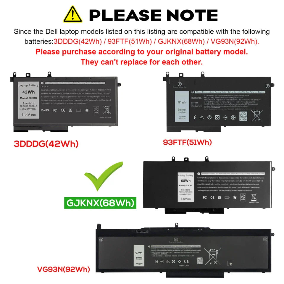 DELL Latitude 5591 - GJKNX Genuine Original  Laptop Notebook Battery ( 1 Yr Warranty )