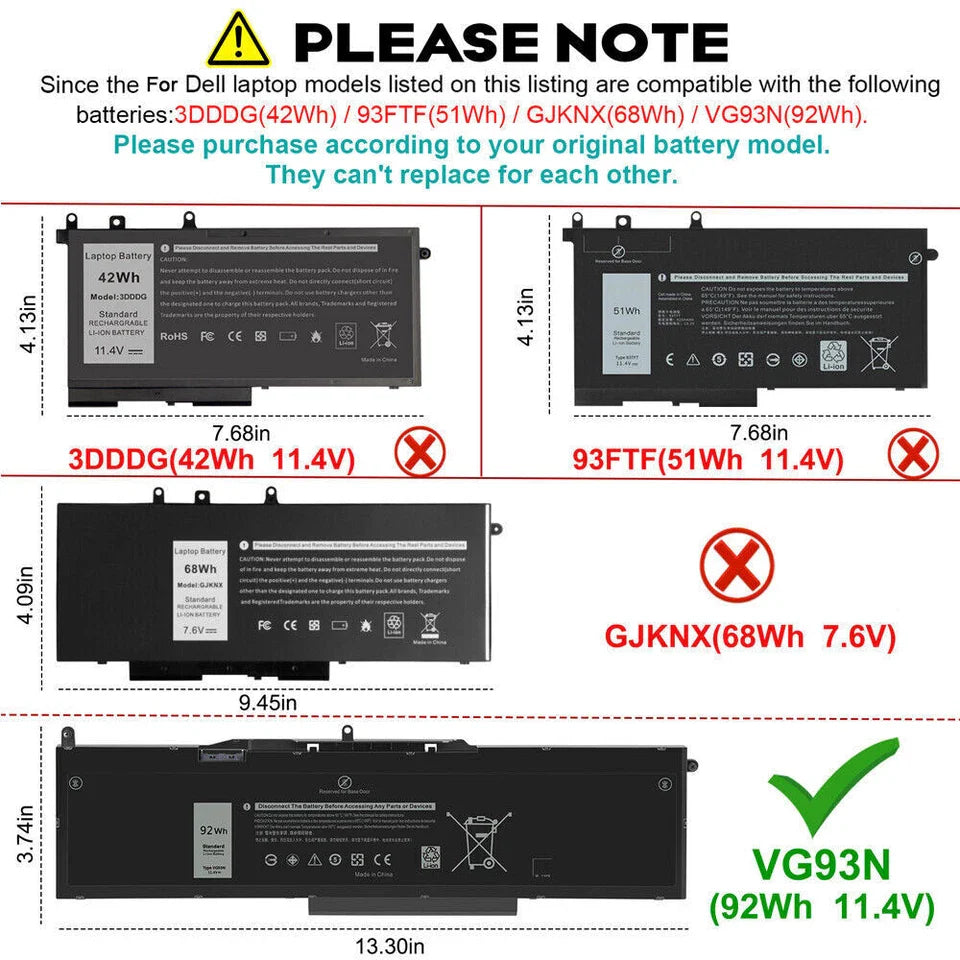 DELL Latitude 5591 - VG93N Genuine Original  Laptop Notebook Battery ( 1 Yr Warranty )