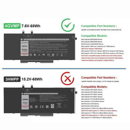 DELL P98G001 - 4GVMP Genuine Original Laptop Notebook Battery ( 1 Yr Warranty )