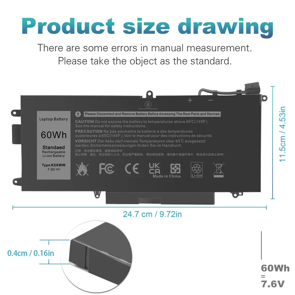 DELL N18GG P29S002 0N18GG 0CFX97 0725KY 3MVYT - K5XWW Genuine Original Laptop Notebook Battery ( 1 Yr Warranty )