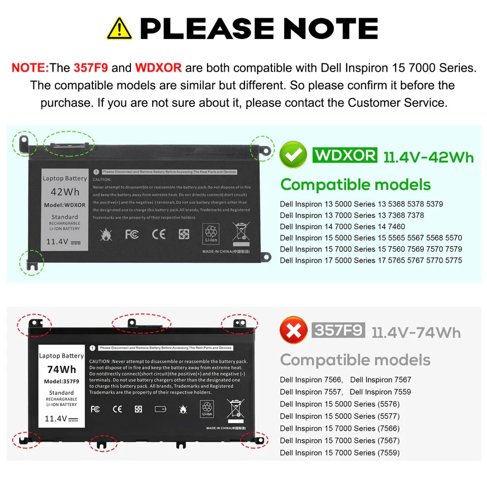 DELL Inspiron 3390 2 in 1 - WDXOR Genuine Original Laptop Notebook Battery ( 1 Yr Warranty )