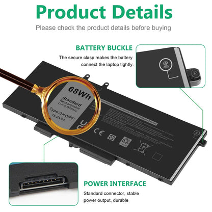 DELL T6DC2 3PCVM YPVX3 - 3HWPP Genuine Original Laptop Notebook Battery ( 1 Yr Warranty )