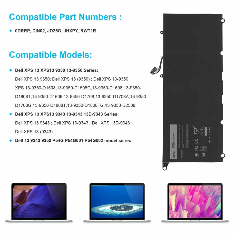 DELL 0DRRP DIN02 P54G JD25G 90V7W JHXPY - JD25G Genuine Original Laptop Notebook Battery ( 1 Yr Warranty )