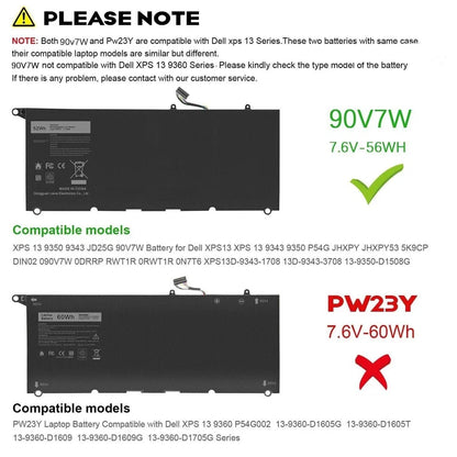 DELL XPS 13 9350 - 90V7W Genuine Original Laptop Notebook Battery ( 1 Yr Warranty )