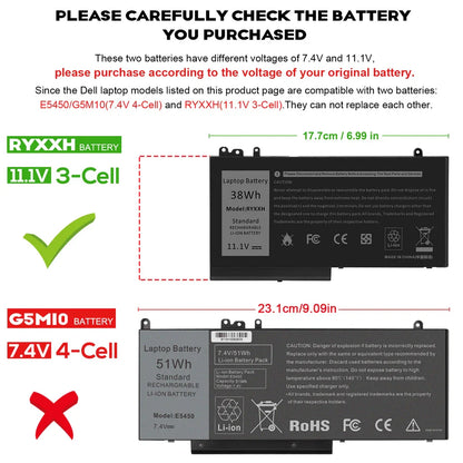 DELL YD8XC VY9ND 0VY9ND 2CP9F 5PYY9 VVXTW - RYXXH Genuine Original Laptop Notebook Battery ( 1 Yr Warranty )