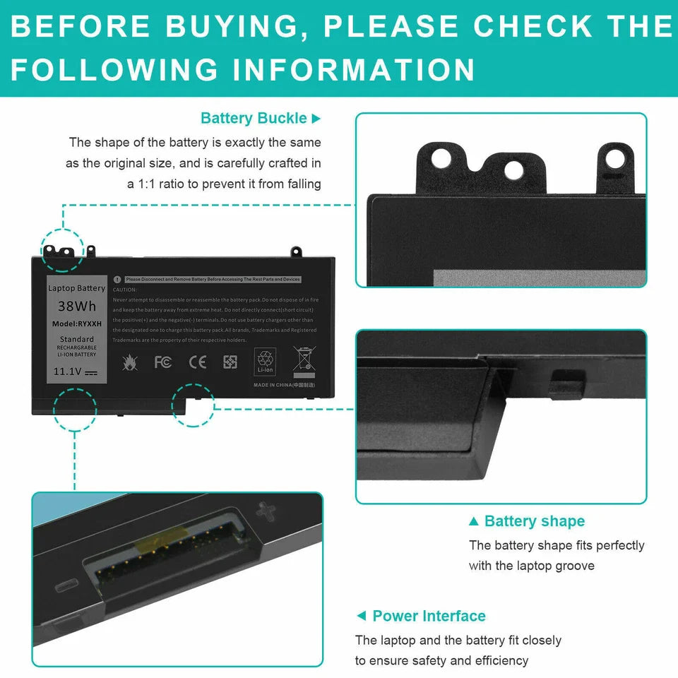 DELL LATITUDE 5550 - RYXXH Genuine Original Laptop Notebook Battery ( 1 Yr Warranty )