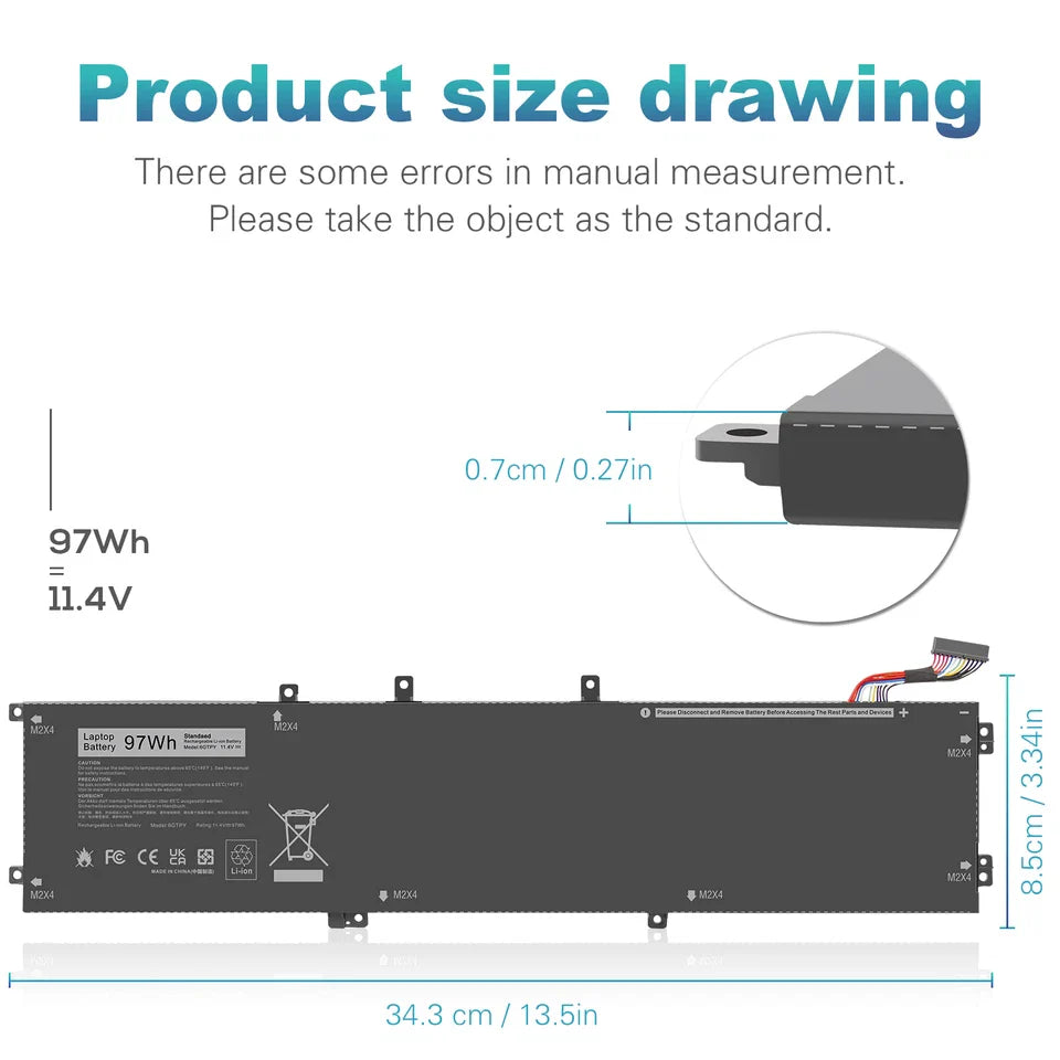 DELL XPS 15 9570 - 6GTPY Genuine Original  Laptop Notebook Battery ( 1 Yr Warranty )