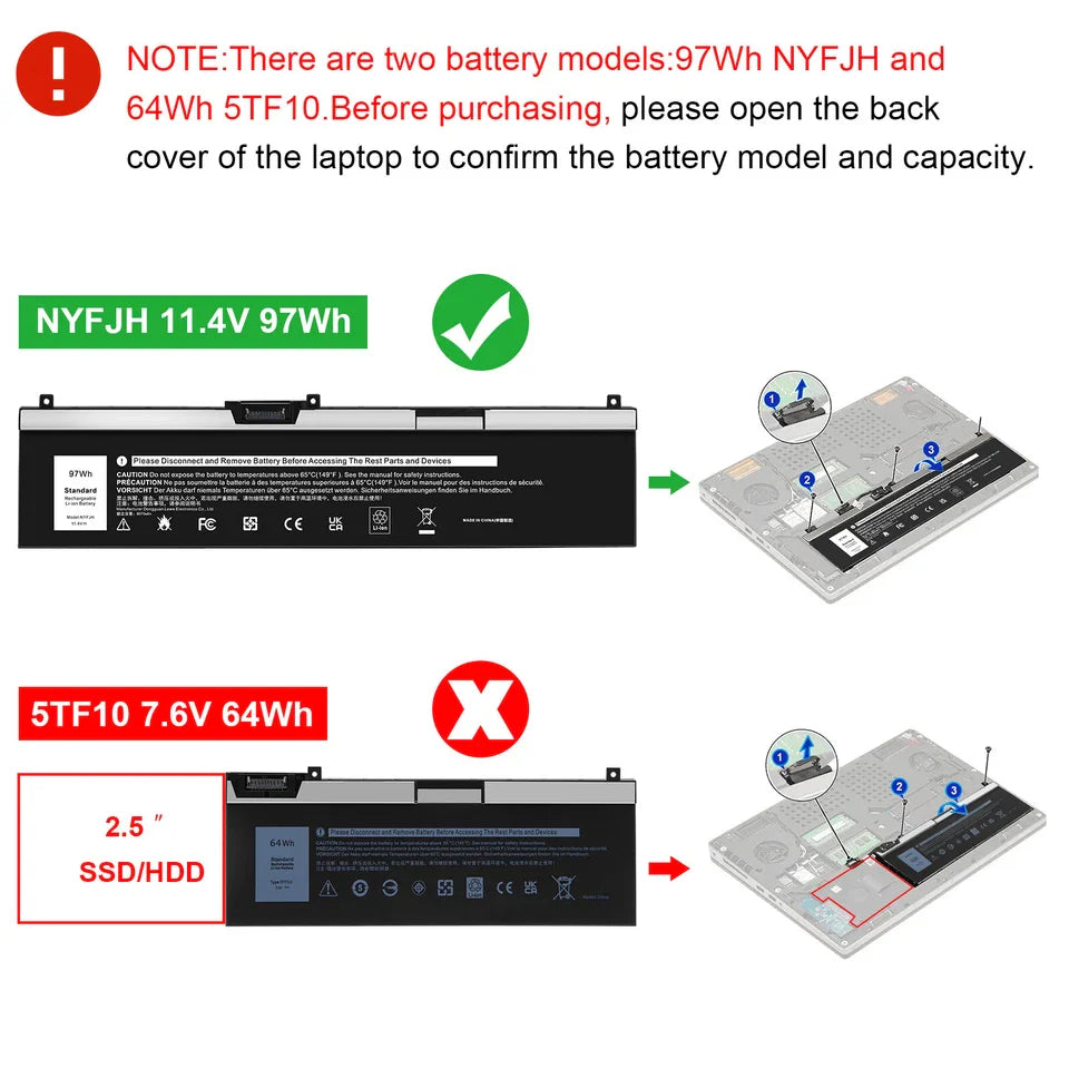 DELL Precision 7740 – NYFJH Genuine Original Laptop Notebook Battery ( 1 Yr Warranty )