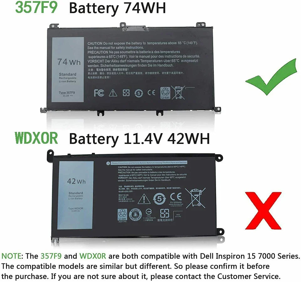 DELL P57F002 0357F9 P57F003 P57F001 – 357F9 Genuine Original Laptop Notebook Battery ( 1 Yr Warranty )