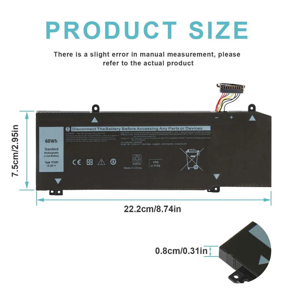 DELL XRGXX 1F22N 06YV0V 0JJPFK K69WH – 1F22N Genuine Original Laptop Notebook Battery ( 1 Yr Warranty )