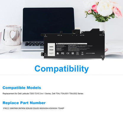 DELL Latitude 7210 2 in 1 - 1FKCC Genuine Original Laptop Notebook Battery ( 1 Yr Warranty )