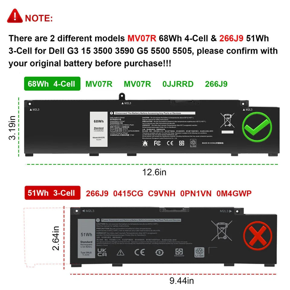 DELL INSPIRON 5591 – MV07R Genuine Original Laptop Notebook Battery ( 1 Yr Warranty )