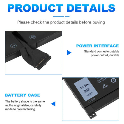 DELL FW8KR 0TMFYT TMFYT 8N0T7 P73F P73F001 - 8N0T7 Genuine Original Laptop Notebook Battery ( 1 Yr Warranty )