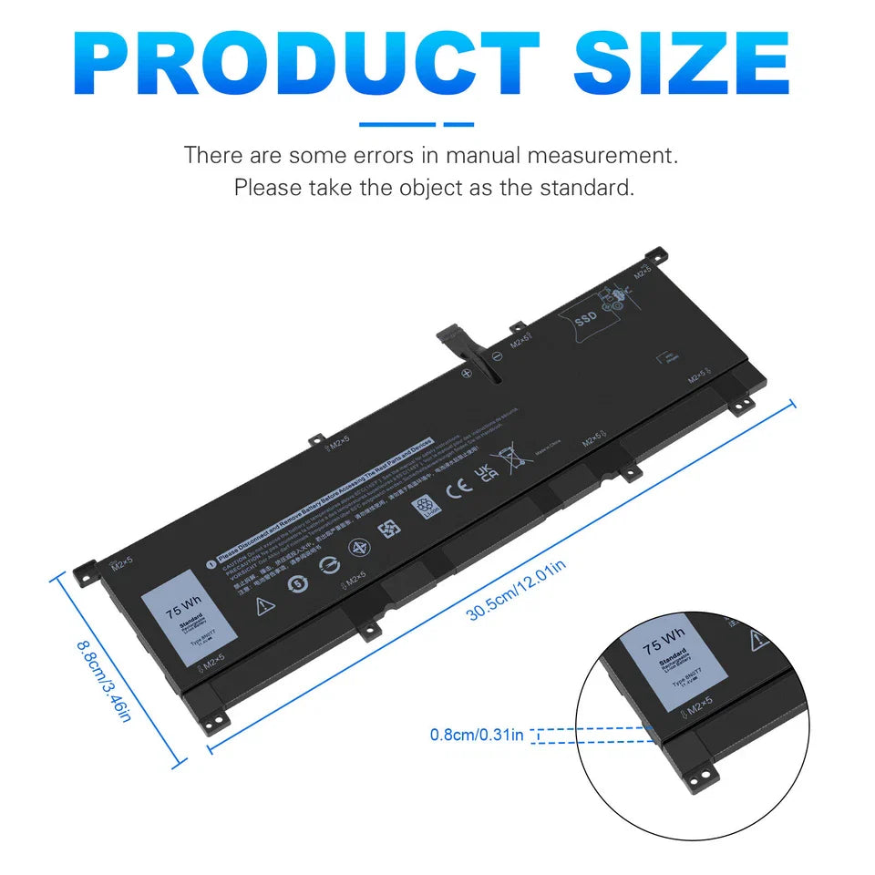 DELL FW8KR 0TMFYT TMFYT 8N0T7 P73F P73F001 - 8N0T7 Genuine Original Laptop Notebook Battery ( 1 Yr Warranty )