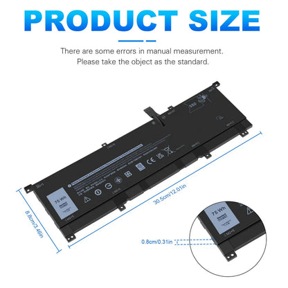 DELL FW8KR 0TMFYT TMFYT 8N0T7 P73F P73F001 - 8N0T7 Genuine Original Laptop Notebook Battery ( 1 Yr Warranty )