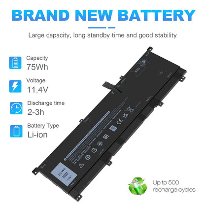DELL FW8KR 0TMFYT TMFYT 8N0T7 P73F P73F001 - 8N0T7 Genuine Original Laptop Notebook Battery ( 1 Yr Warranty )