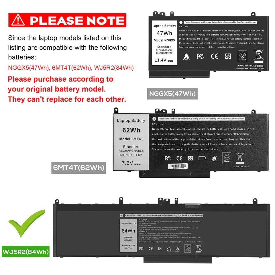 DELL PRECISION M3510 - WJ5R2 Genuine Original Laptop Notebook Battery ( 1 Yr Warranty )