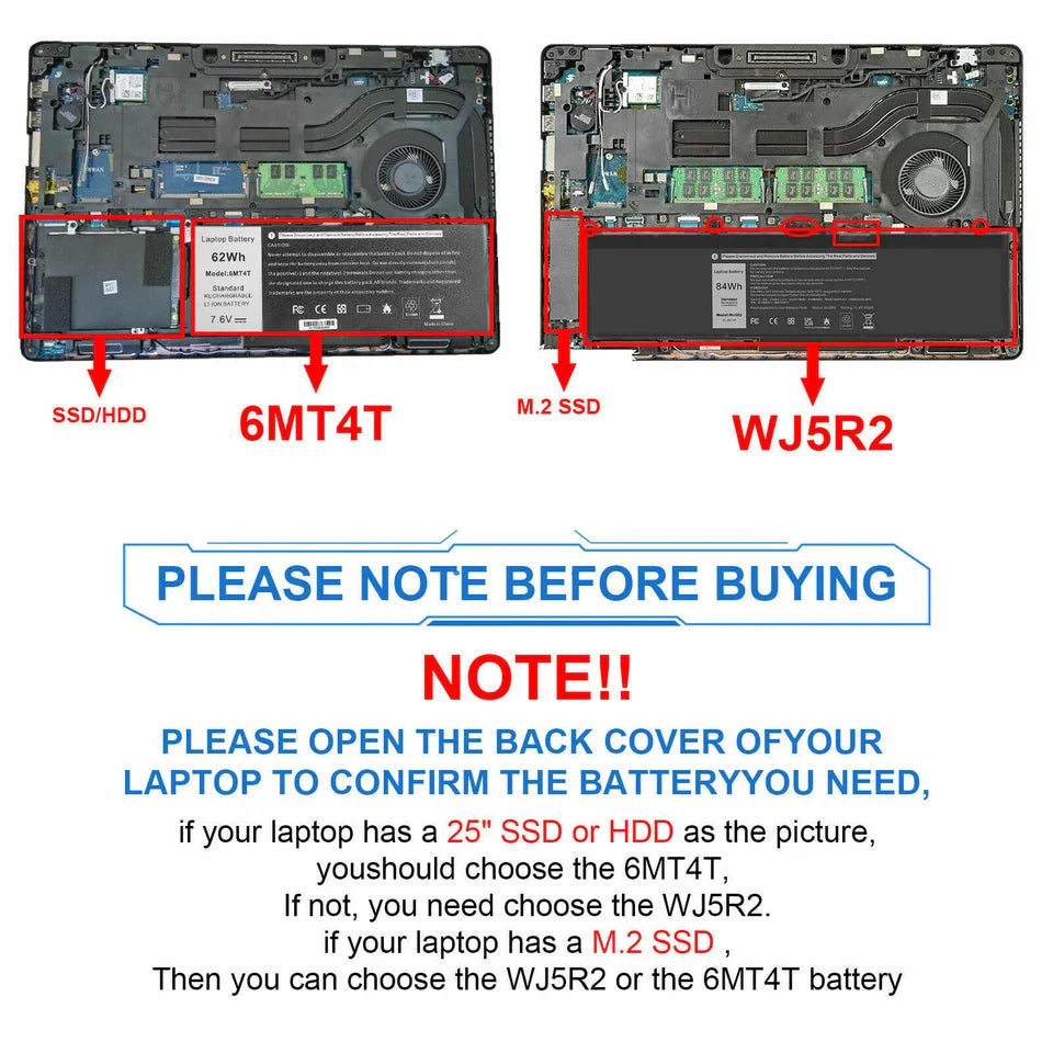 DELL 4F5YV WJ5R2 P48F002 P48F G9G1H P48F001 - WJ5R2 Genuine Original Laptop Notebook Battery ( 1 Yr Warranty )