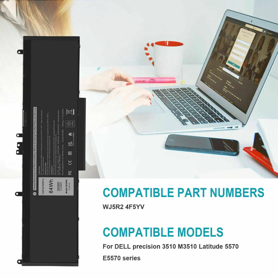DELL 4F5YV WJ5R2 P48F002 P48F G9G1H P48F001 - WJ5R2 Genuine Original Laptop Notebook Battery ( 1 Yr Warranty )