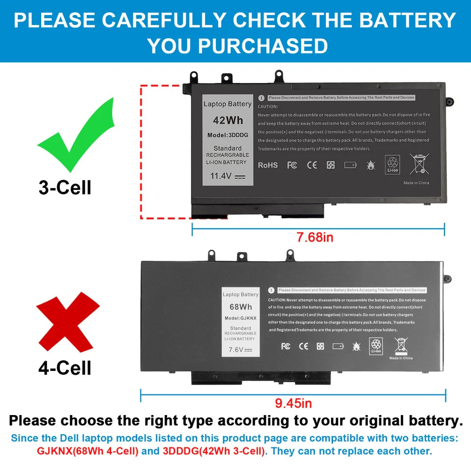 DELL LATITUDE 5495 - 3DDDG Genuine Original  Laptop Notebook Battery ( 1 Yr Warranty )