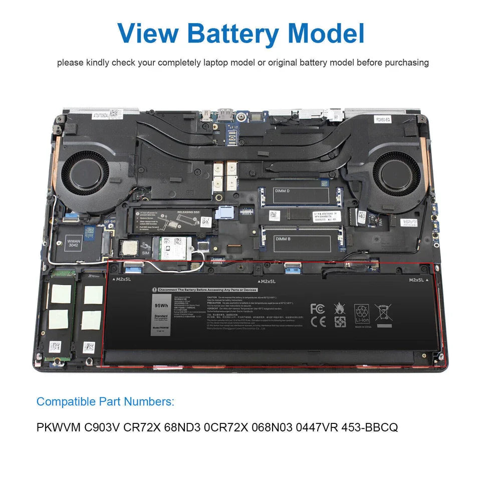 DELL Precision 17 7760 – PKWVM Genuine Original Laptop Notebook Battery ( 1 Yr Warranty )