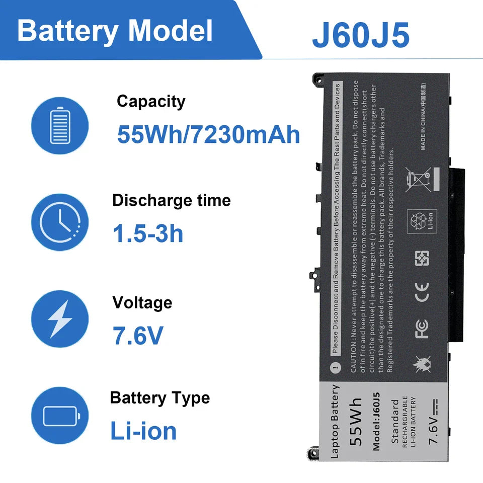 DELL 5F08V 0PDNM2 NJJ2H 0NJJ2H R97YT – J60J5 Genuine Original Laptop Notebook Battery ( 1 Yr Warranty )