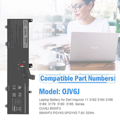 DELL Inspiron 11 3185 2 in 1 - 0JV6J Genuine Original Laptop Notebook Battery ( 1 Yr Warranty )