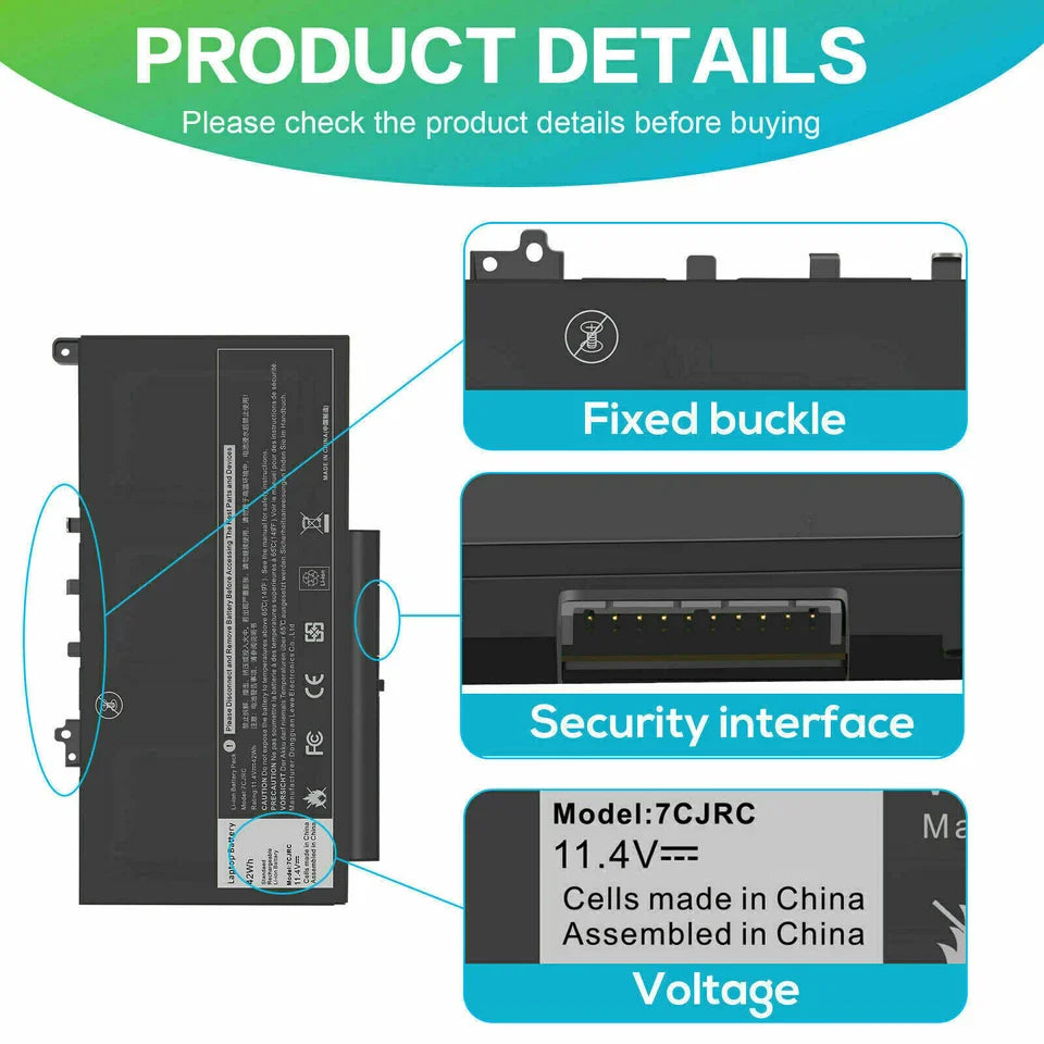 DELL Latitude 12 E7270 - 7CJRC Genuine Original Laptop Notebook Battery ( 1 Yr Warranty )