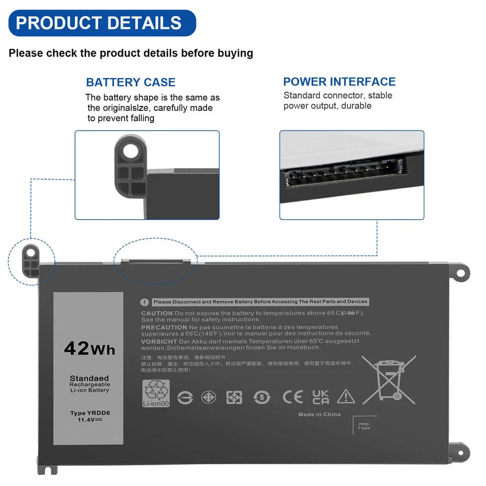 DELL INSPIRON 3493 - YRDD6 Genuine Original Laptop Notebook Battery ( 1 Yr Warranty )