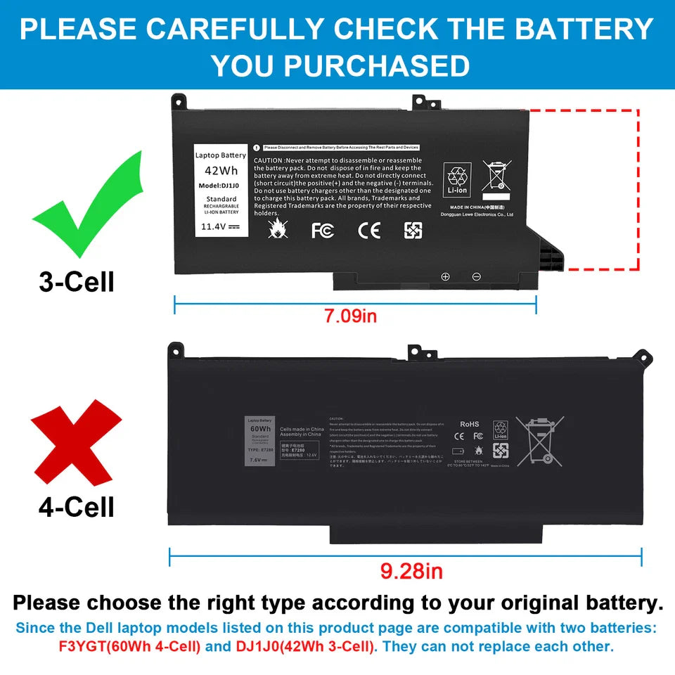 DELL Latitude 7490 - DJ1J0 Genuine Original Laptop Notebook Battery ( 1 Yr Warranty )