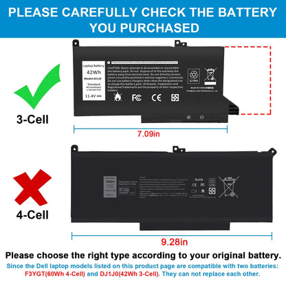 DELL Latitude 7390 - DJ1J0 Genuine Original Laptop Notebook Battery ( 1 Yr Warranty )